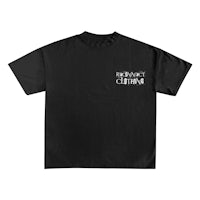 a black t - shirt with a white logo on it